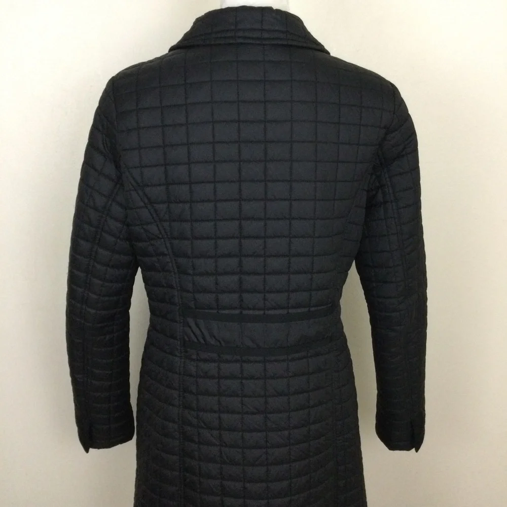 Waterproof Quilted Black Jacket Snap Button Down Size M - Picture 9 of 9